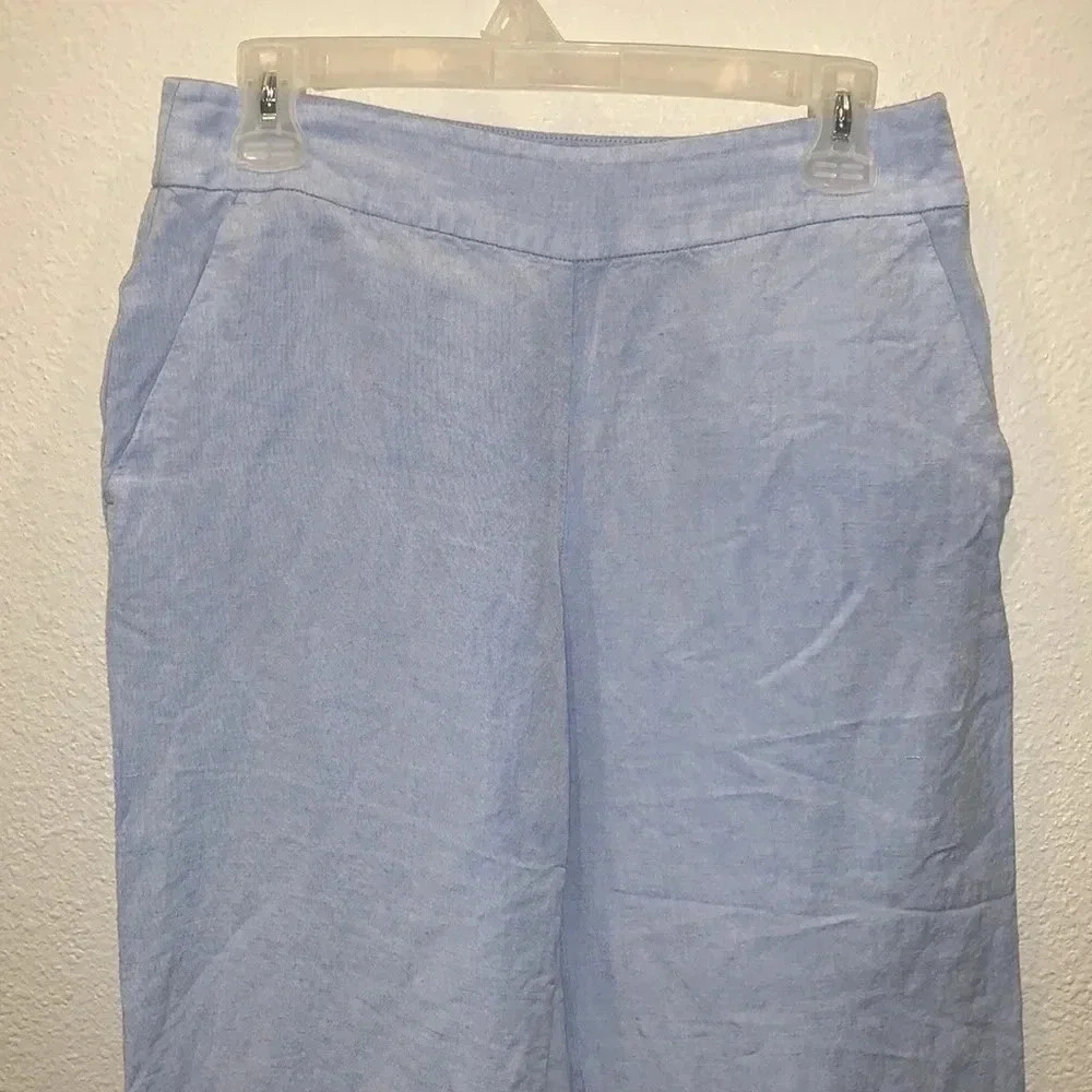 Loft Cropped Wide Leg Linen Pants Classic Lightweight High Waisted - Picture 2 of 7